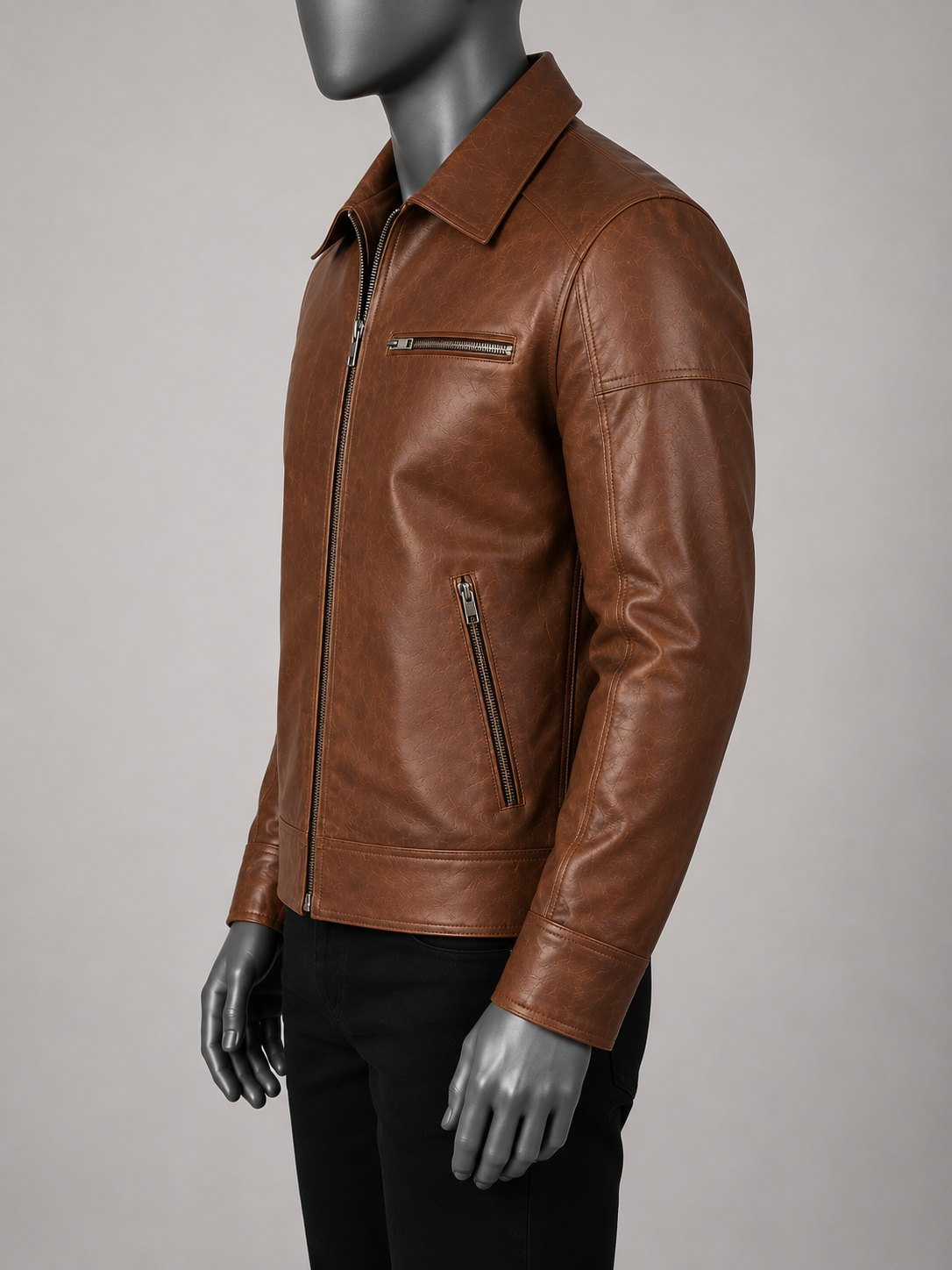 Lavendard Leather Biker Jacket