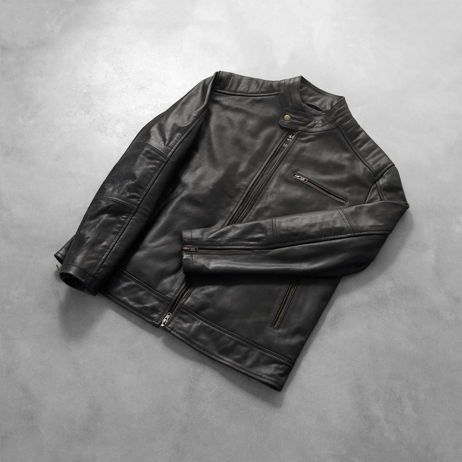 Dean Leather Biker Jacket - Black