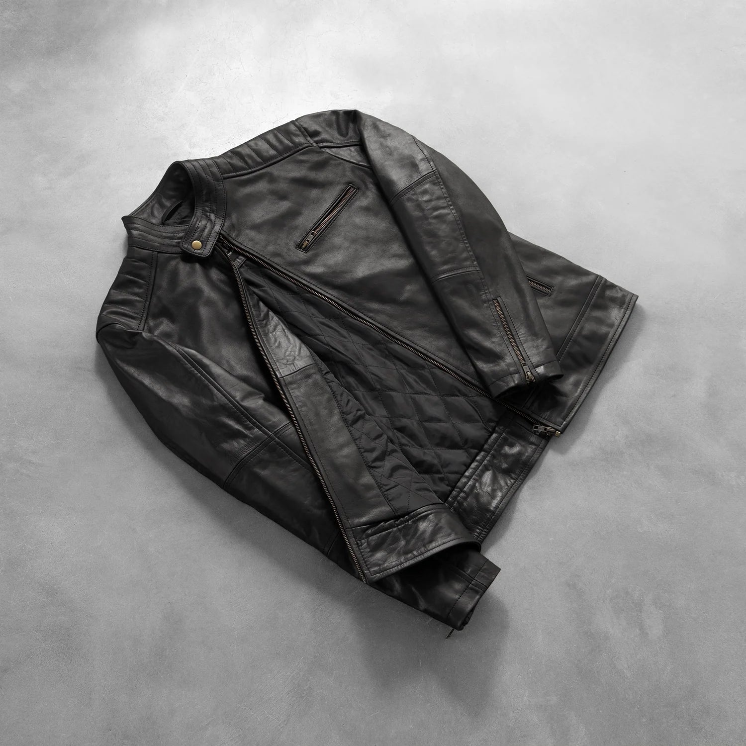 Dean Leather Biker Jacket - Black