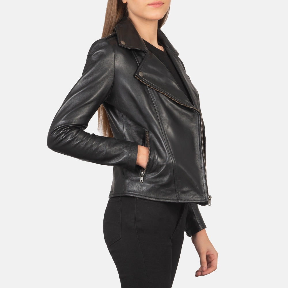 Flashback Leather Biker Jacket - Black