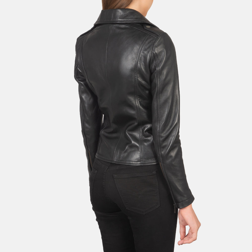 Flashback Leather Biker Jacket - Black