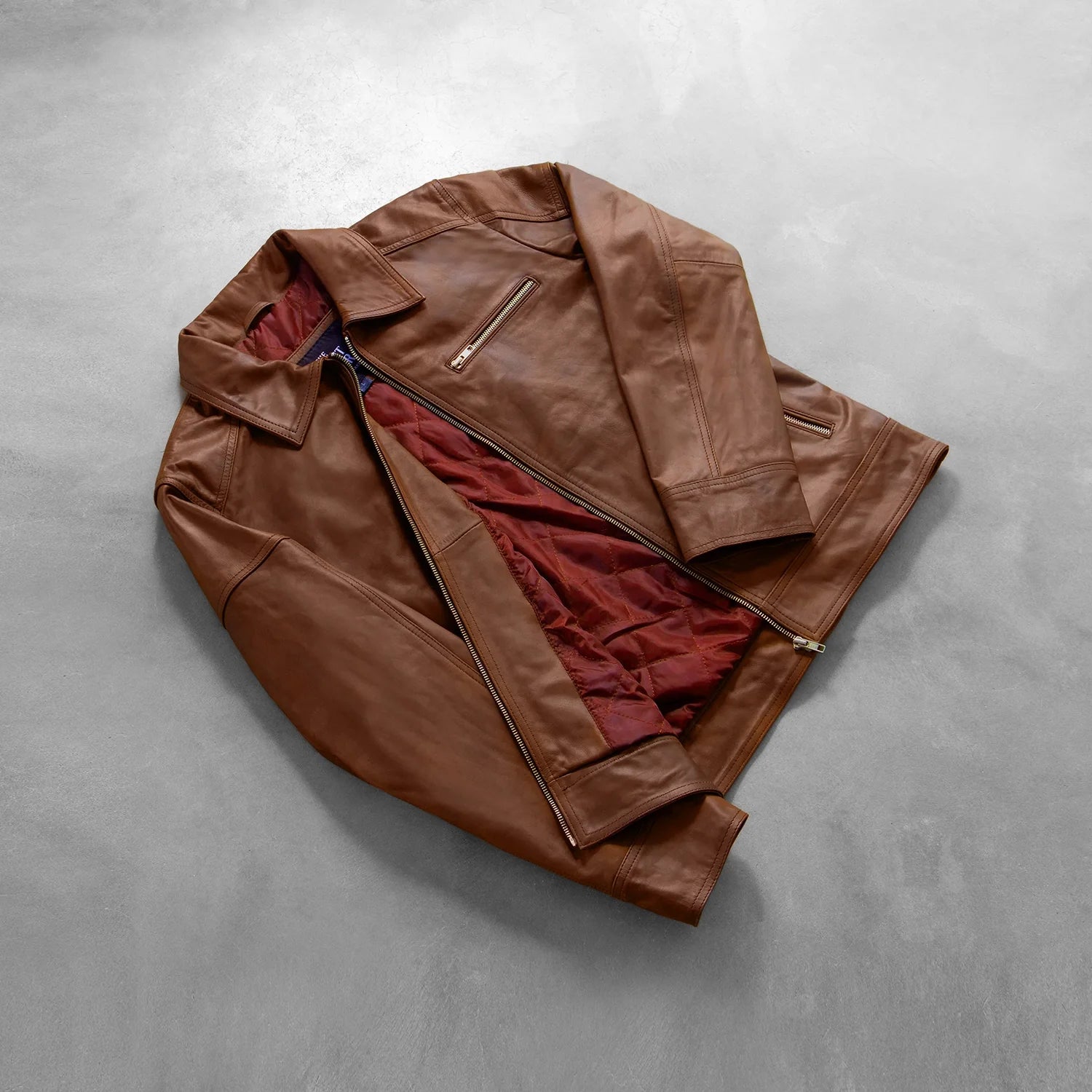 Lavendard Leather Biker Jacket