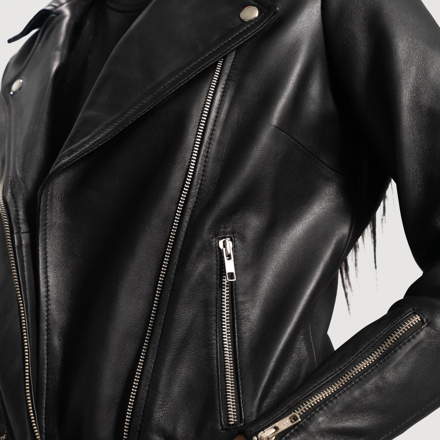 Rumy Leather Biker Jacket - Black