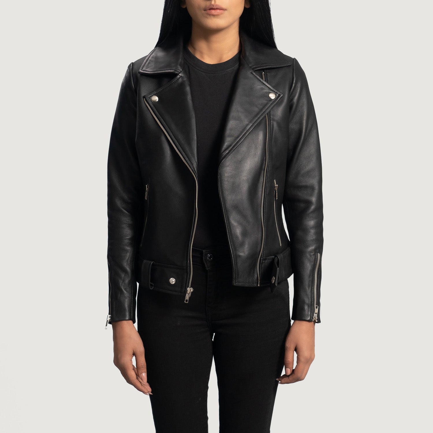 Rumy Leather Biker Jacket - Black