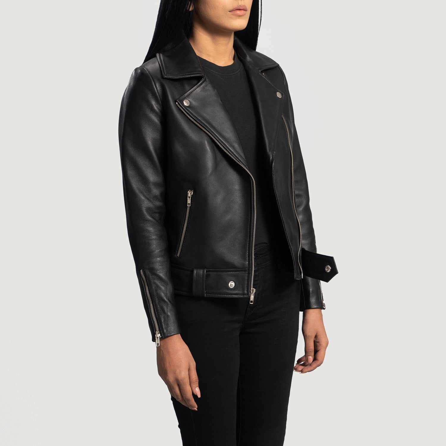 Rumy Leather Biker Jacket - Black