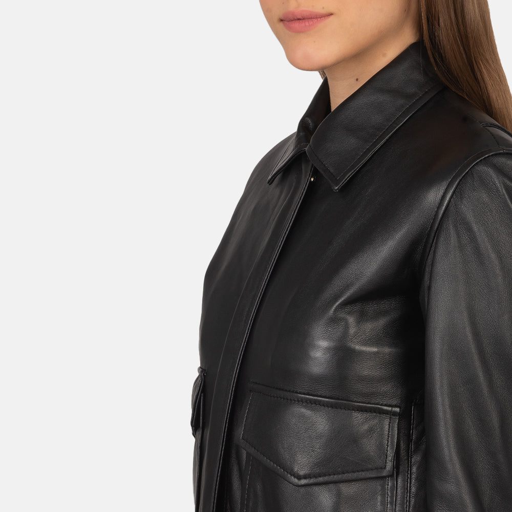Westa A-2 Leather Bomber Jacket - Black