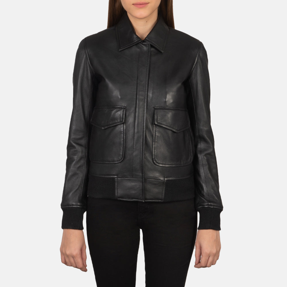 Westa A-2 Leather Bomber Jacket - Black
