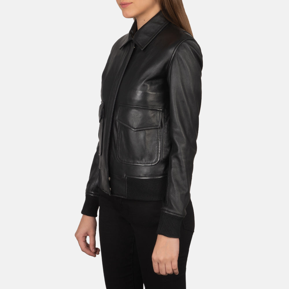 Westa A-2 Leather Bomber Jacket - Black