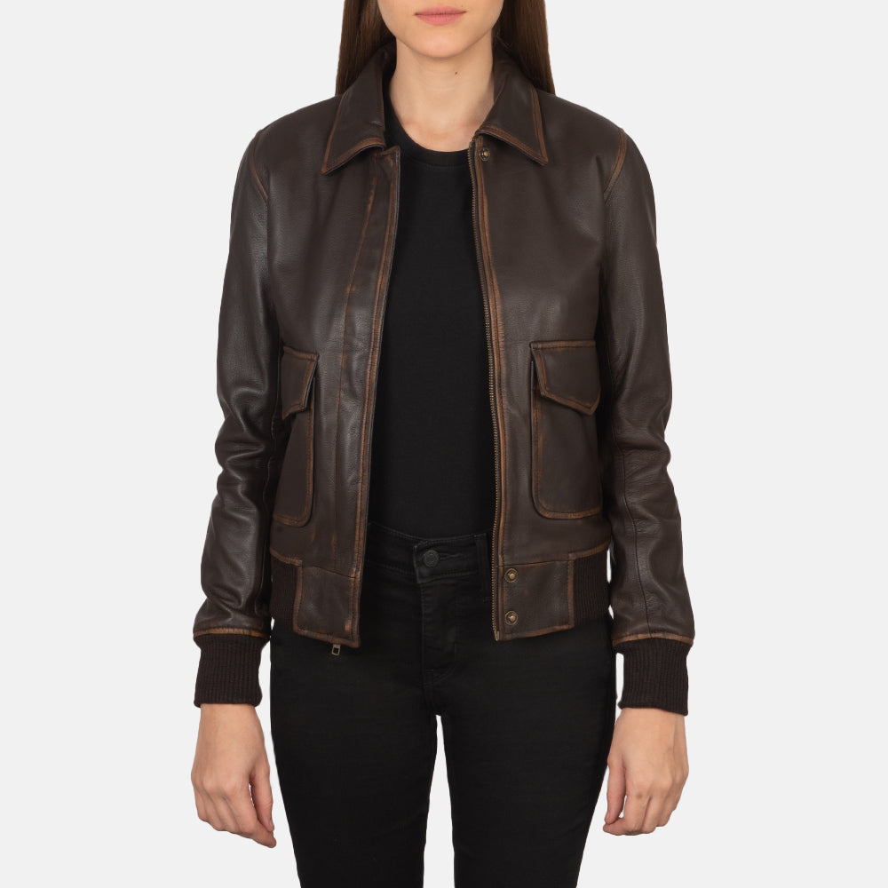 Westa A-2 Leather Bomber Jacket - Brown
