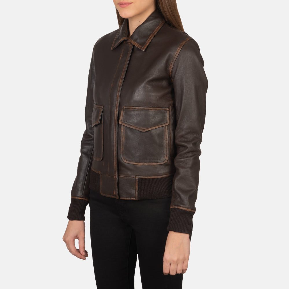 Westa A-2 Leather Bomber Jacket - Brown