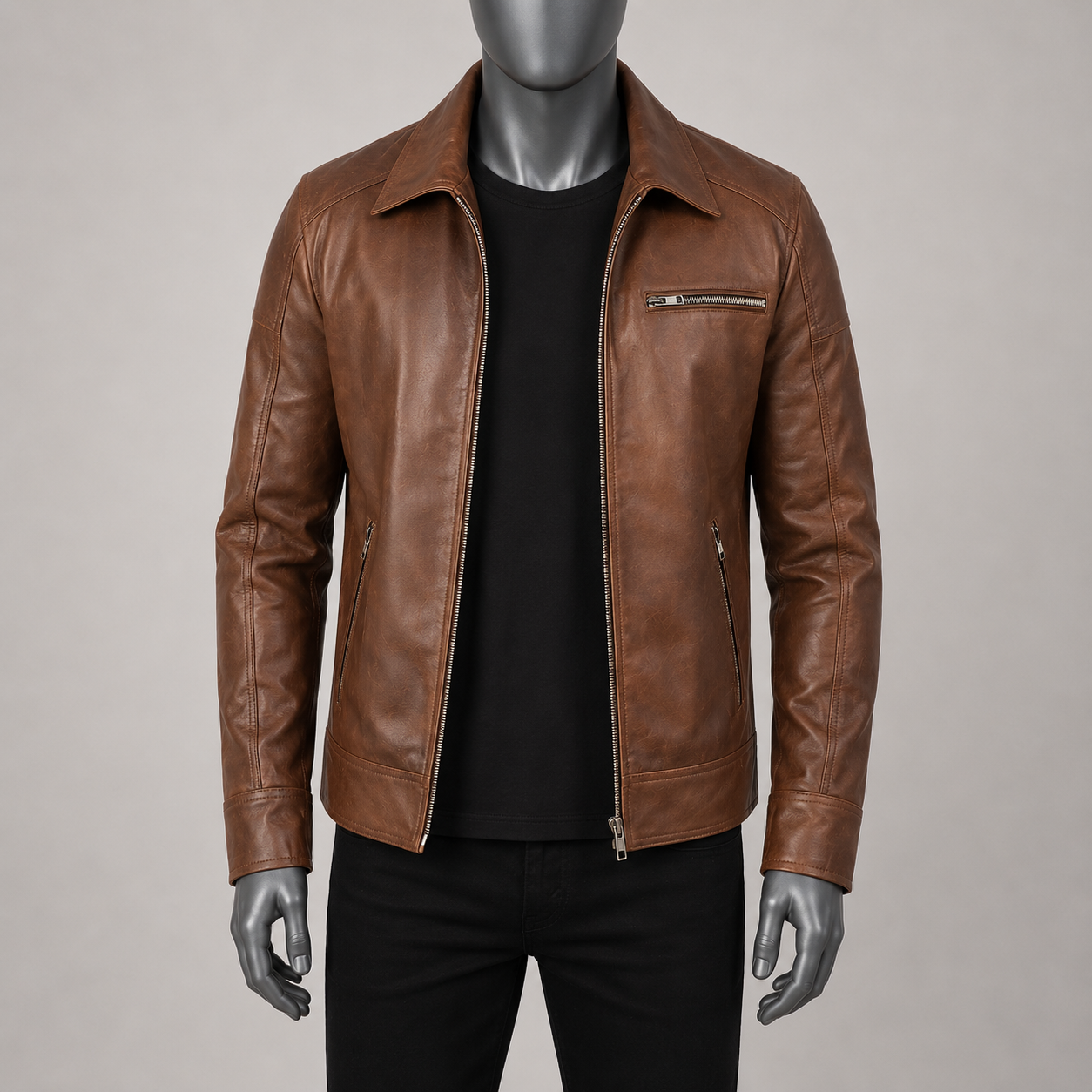 Lavendard Leather Biker Jacket