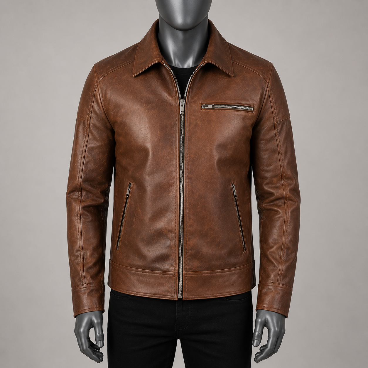 Lavendard Leather Biker Jacket