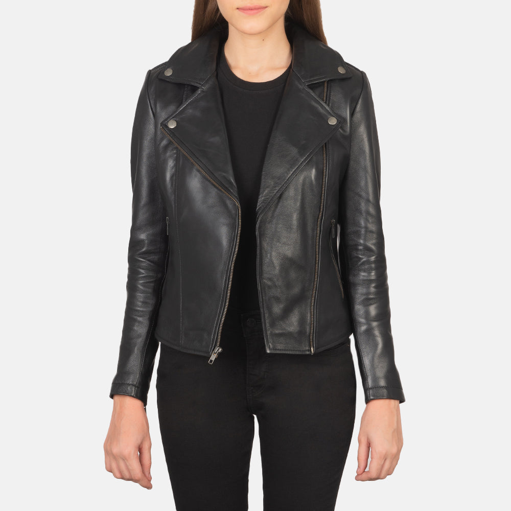 Flashback Leather Biker Jacket - Black