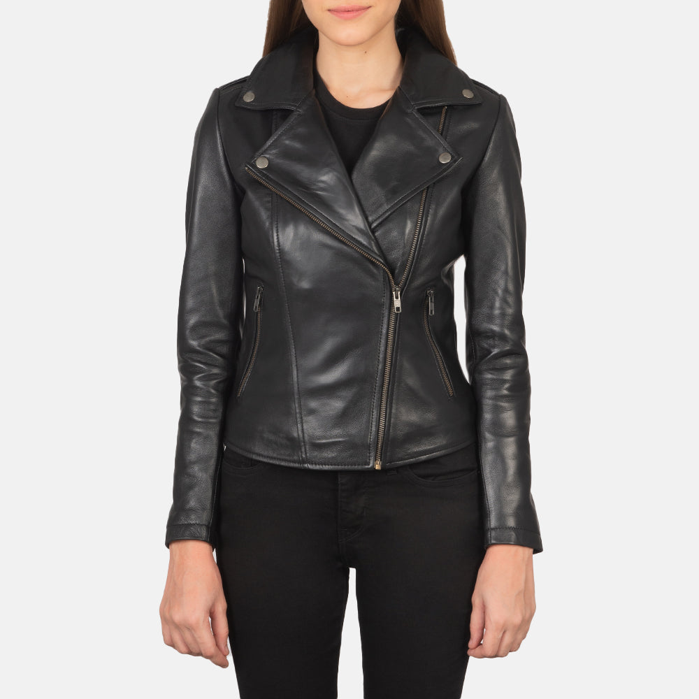 Flashback Leather Biker Jacket - Black