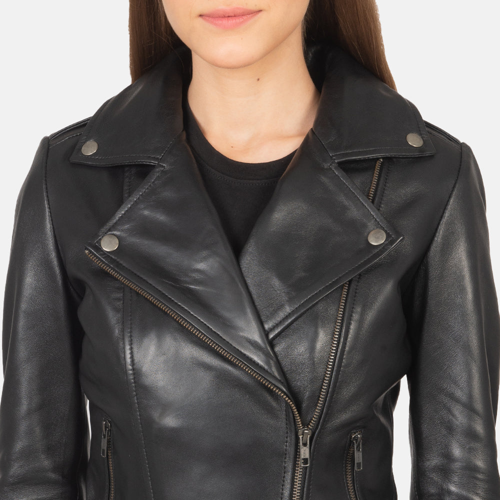 Flashback Leather Biker Jacket - Black