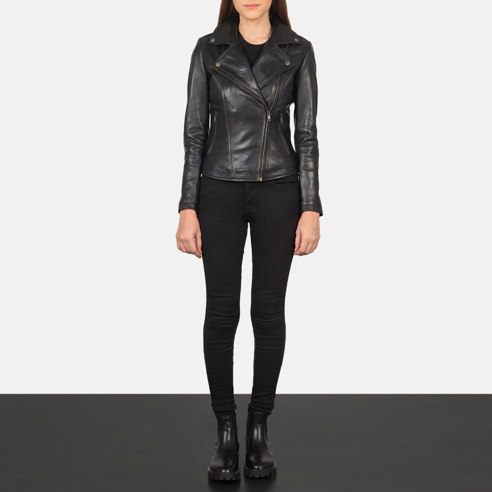 Flashback Leather Biker Jacket - Black