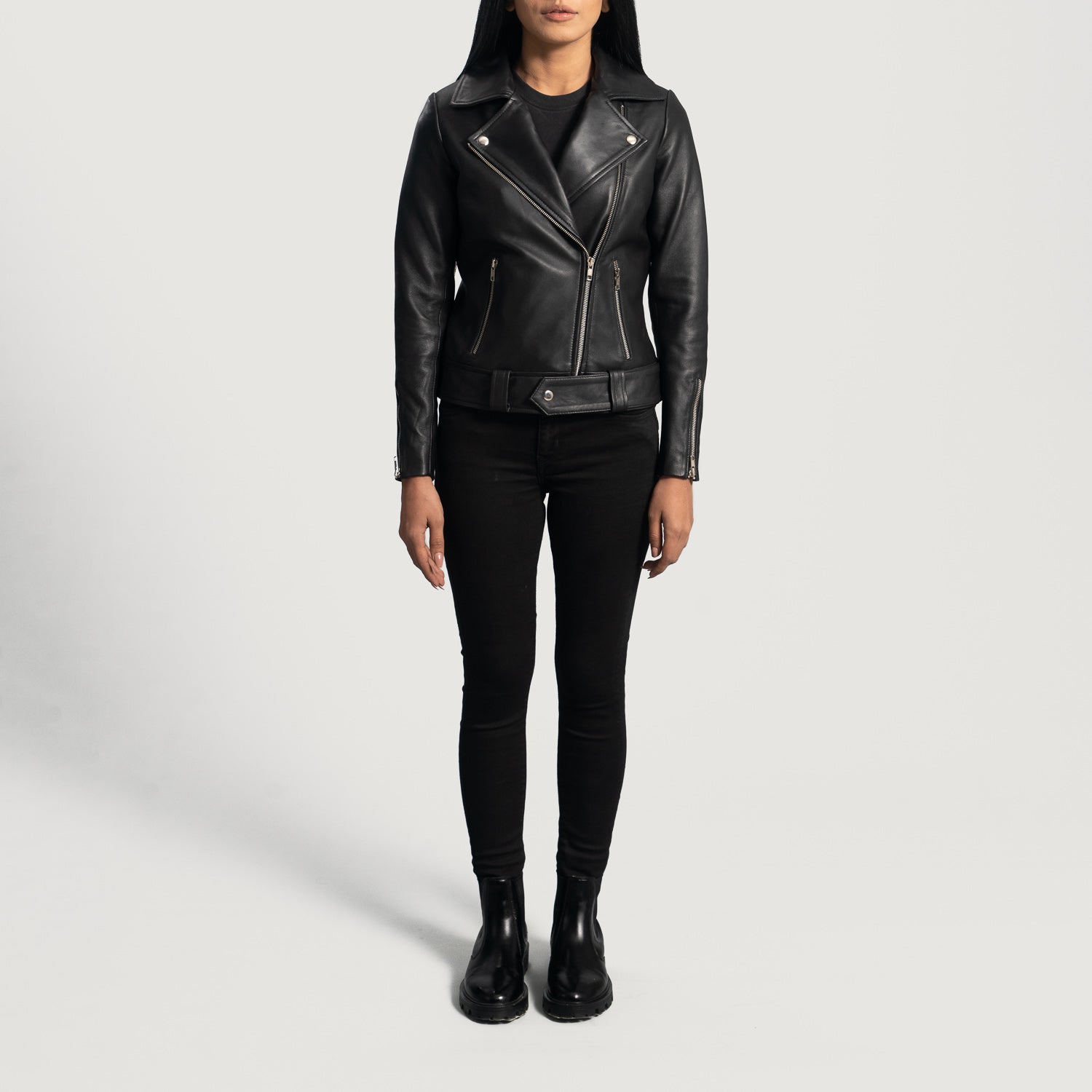 Rumy Leather Biker Jacket - Black