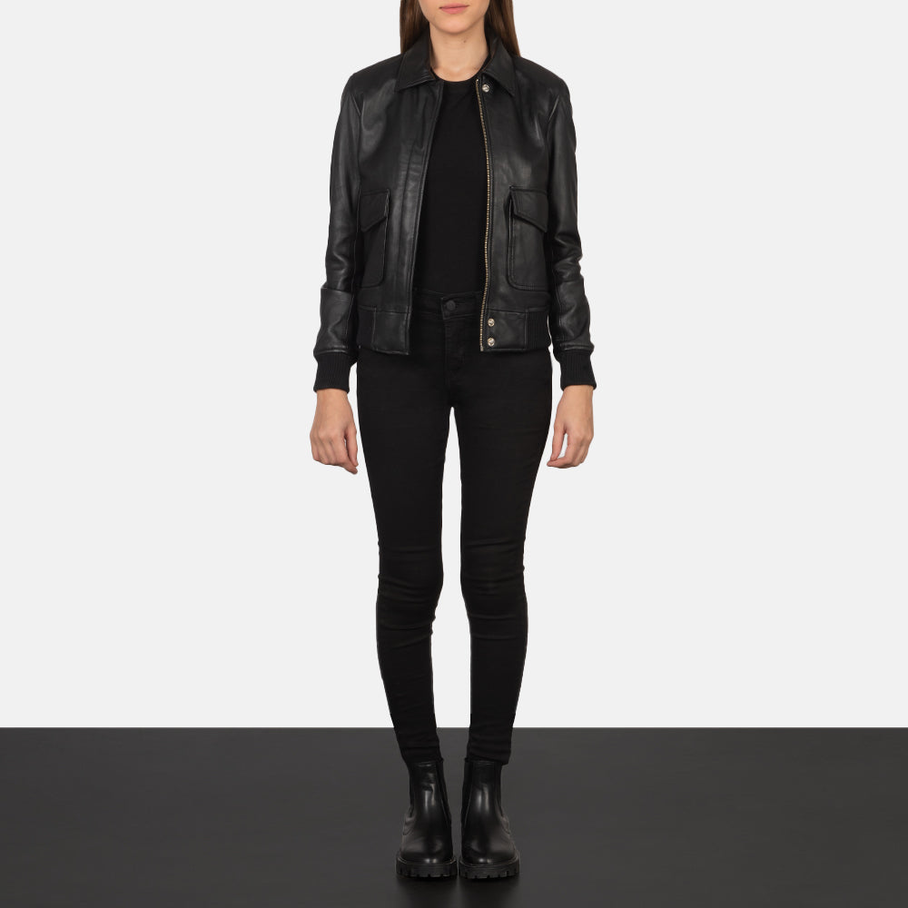 Westa A-2 Leather Bomber Jacket - Black