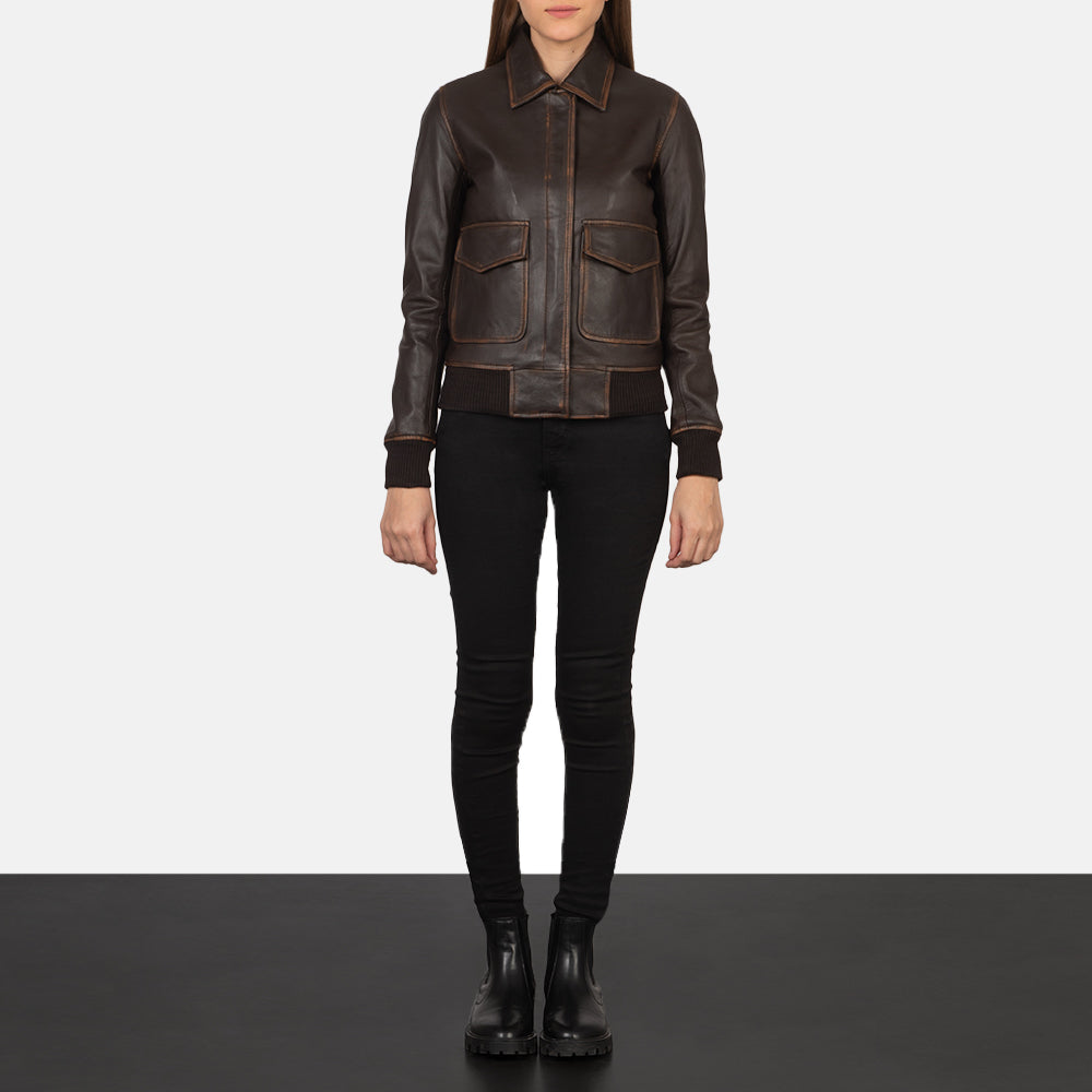 Westa A-2 Leather Bomber Jacket - Brown