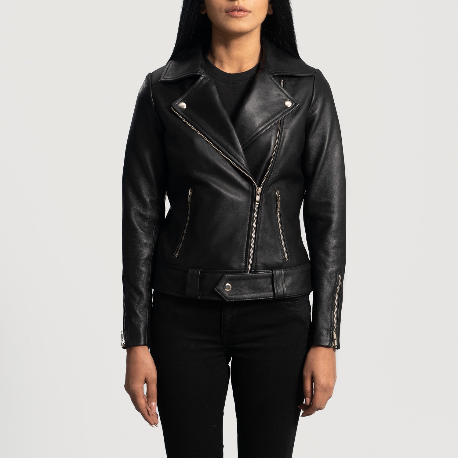 Rumy Leather Biker Jacket - Black
