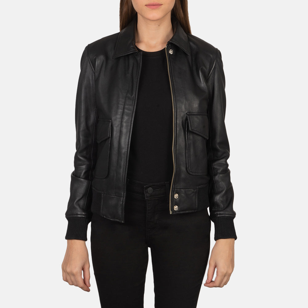 Westa A-2 Leather Bomber Jacket - Black