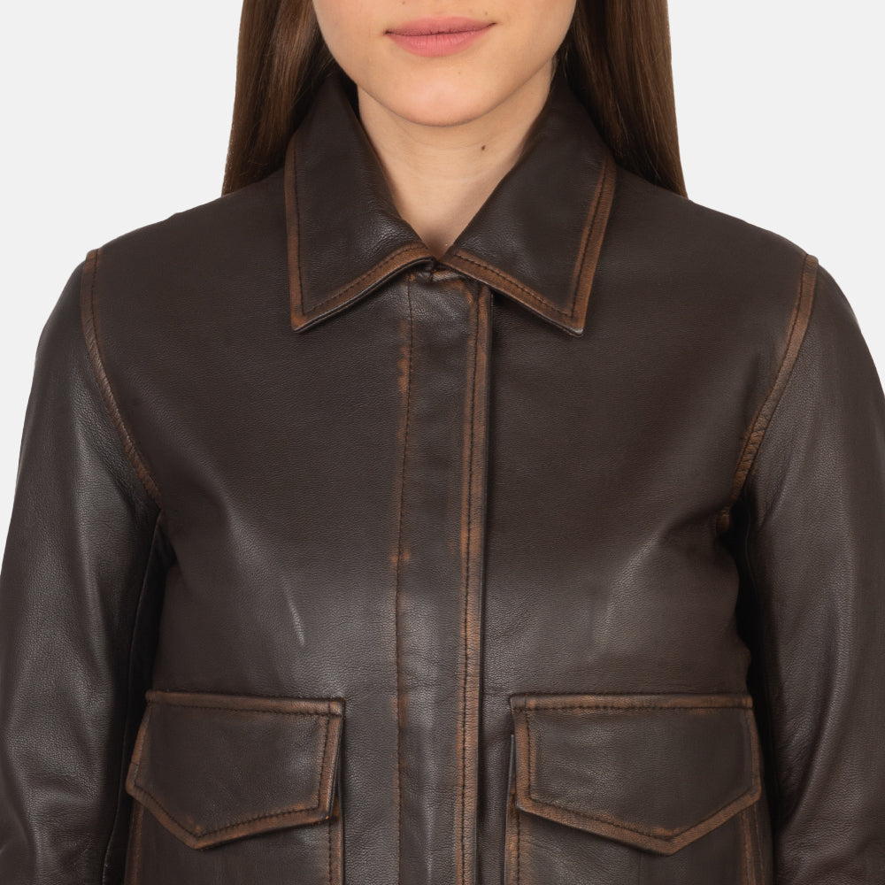 Westa A-2 Leather Bomber Jacket - Brown