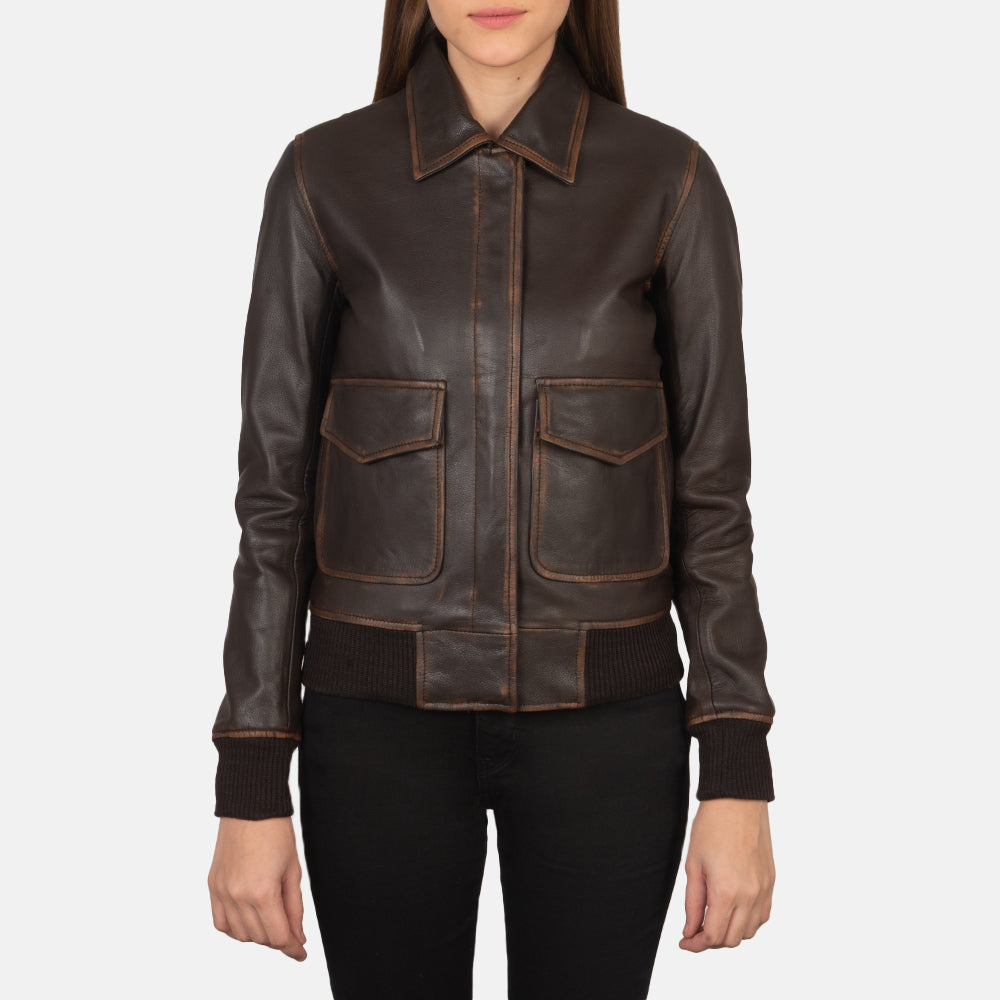 Westa A-2 Leather Bomber Jacket - Brown